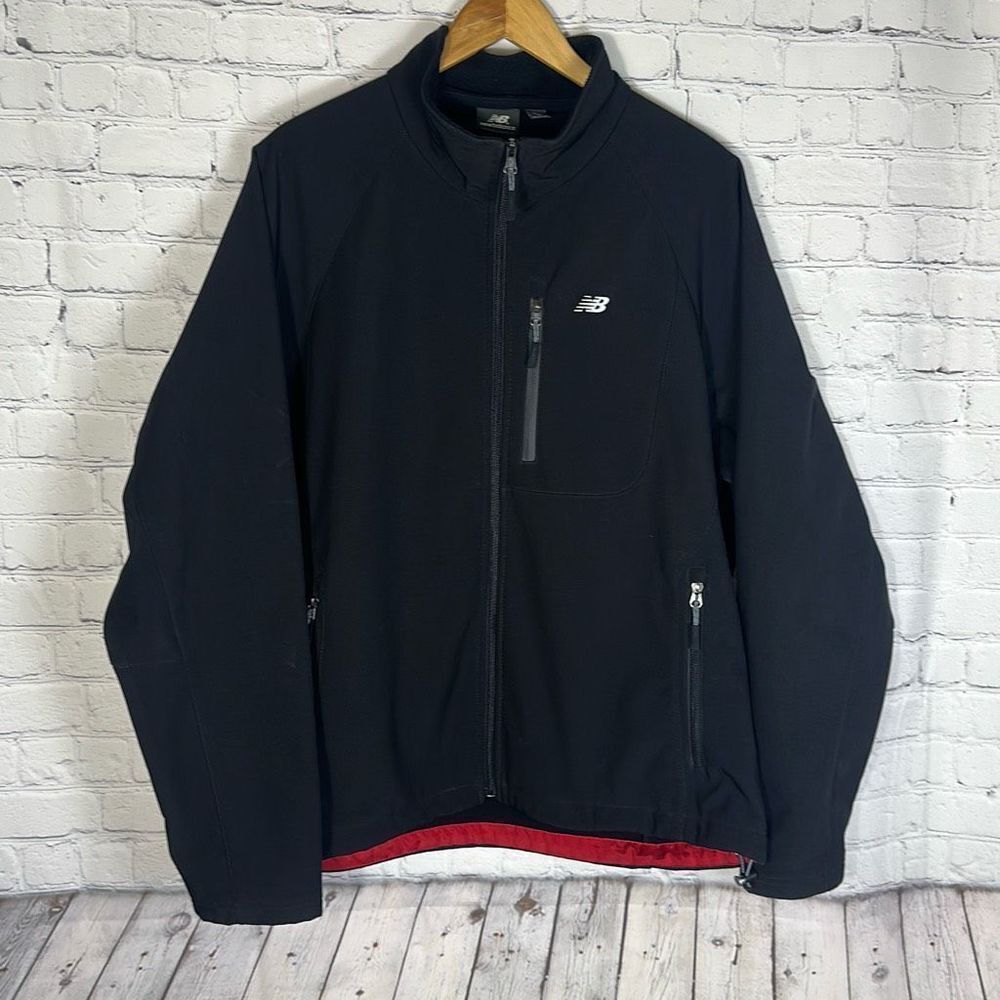 New Balance Mens Black Soft Shell Fleece Lined Jacket Coat size XL READ‎